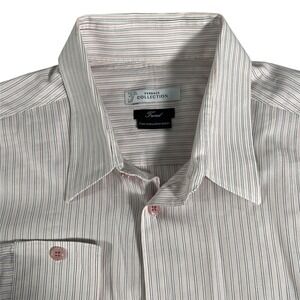Versace Collection Shirt Mens 16.5 42 Pink Stripe Dress Long Sleeve Button Front